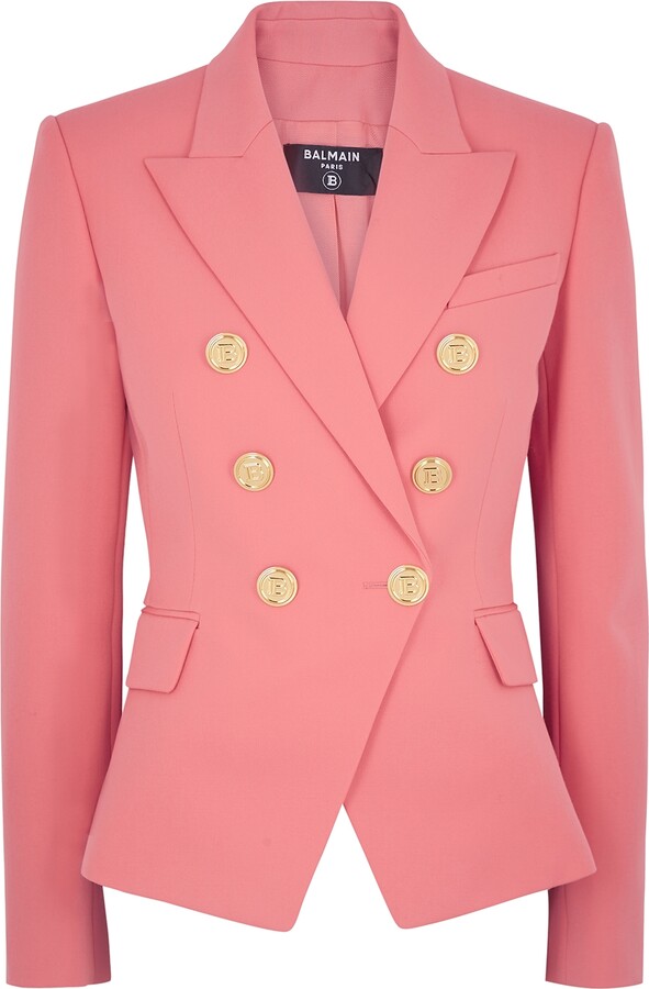 pink blazer white buttons