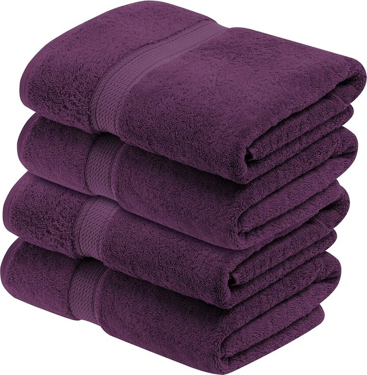 Superior Set Of 4 Egyptian Cotton Plush Heavyweight Absorbent Luxury Soft Bath Towels
