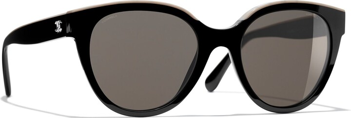 Authentic CHANEL CH5414 Women's Butterfly Sunglasses, Black/ Beige