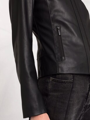 Armani Exchange Faux Leather Collarless Jacket
