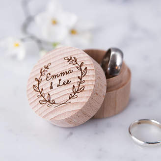 Keepsake Clouds and Currents Engraved Personalised Wreath Ring Box