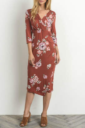 Gilli Floral Faux-Wrap-Bodycon Dress