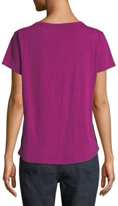 Eileen Fisher Short-Sleeve Organic Cotton V-Neck Shirttail Tee