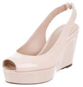 Thumbnail for your product : Stuart Weitzman Patent Leather Peep-Toe Wedges