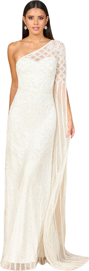 LARA New York One Sleeve Beaded Gown
