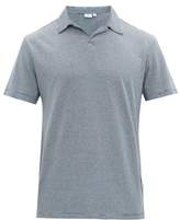 Thumbnail for your product : Onia Shaun Striped Open-collar Linen-blend Polo Shirt - Mens - Navy White