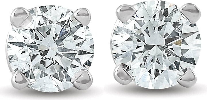 Pompeii3 1/2Ct Round Brilliant Cut Diamond Stud Earrings in 14K Gold Classic