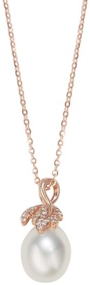 Saks Fifth Avenue 14K Rose Gold 10-11MM Oval South Sea Pearl Diamond Pendant Necklace