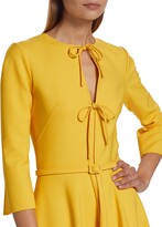 Thumbnail for your product : Oscar de la Renta Belted Tie-Neck Midi-Dress