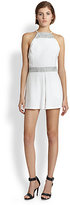 Thumbnail for your product : Line & Dot Backless Tweed-Trimmed Textured Short Jumpsuit