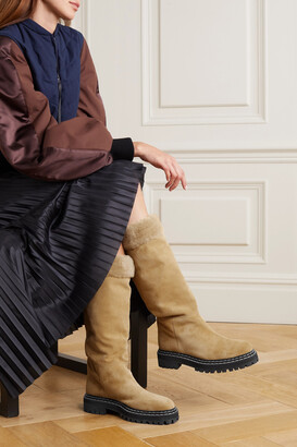 Proenza Schouler Shearling-trimmed Suede Knee Boots