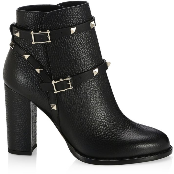 Valentino Garavani Rockstud 95 Leather Ankle Boots - Black - ShopStyle