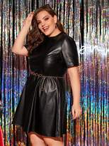 Thumbnail for your product : Shein Plus PU Zip Back Flare Dress Without Belt
