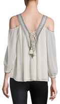Thumbnail for your product : Love Sam Lace Trim Cold-Shoulder Top