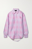 Thumbnail for your product : Brandon Maxwell The Boyfriend Gingham Silk And Wool-blend Blouse - Purple