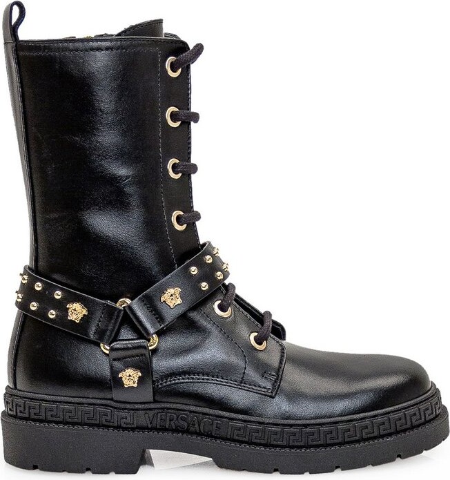 Versace Kids Medusa Round Toe Ankle Boots