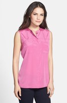 Thumbnail for your product : Halogen Banded Collar Sleeveless Blouse (Regular & Petite)