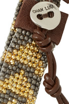 Thumbnail for your product : Chan Luu Gold-plated, gunmetal-plated and leather bracelet