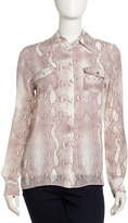 Thumbnail for your product : Neiman Marcus Python-Print Silk Blouse, Pink
