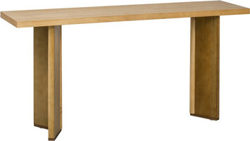 Console Table With Pine Veneer And Geometric Legs, For Study Living Spaces - Simple Style, Stable Structure Top Fits Modern Interiors Clean Lines, Bui