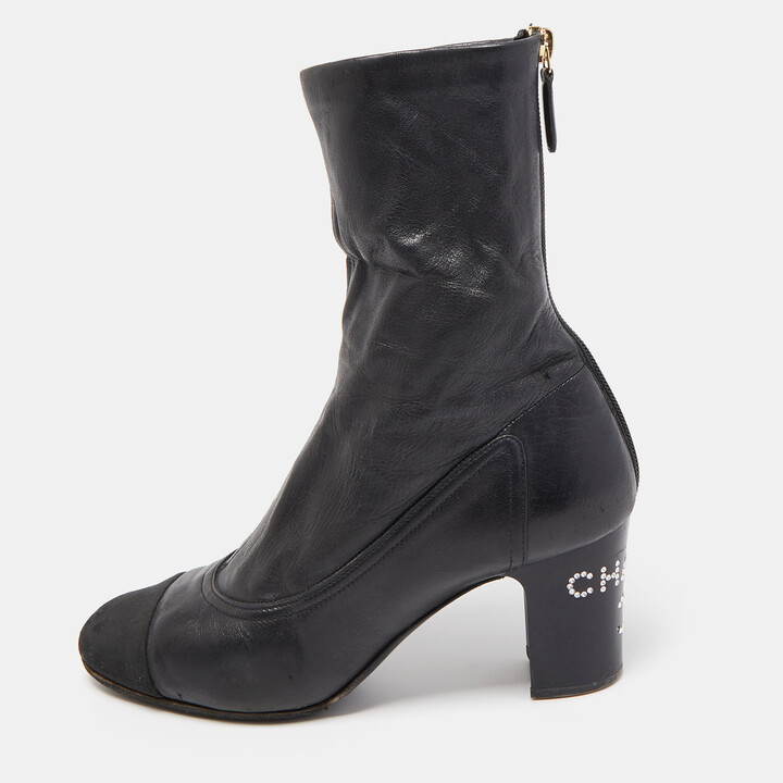 Chanel Black Leather Ankle boots - ShopStyle