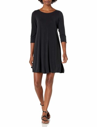 MSK Women's 3/4th Sleeve Ultra Soft T-Shirt Dress with Flowy Fit