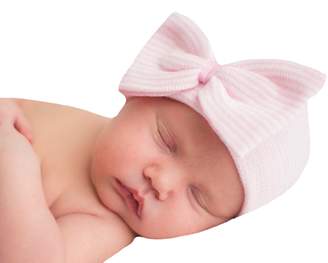 Melondipity Baby Hats Melondipity So Sweet Pink & White Striped Big Bow & Ribbon Girl Hospital Hat