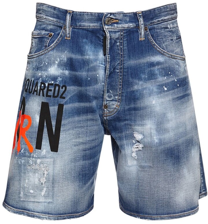 DSQUARED2 36cm Icon Forever boxer denim shorts - ShopStyle Distressed Jeans