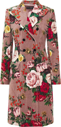 Dolce & Gabbana Floral-print cotton-blend velvet coat