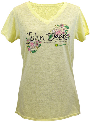 John Deere Yellow Floral Logo Studded Tee - Plus Too