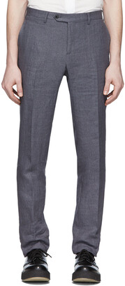 eidos Grey Linen Slim Suit Trousers