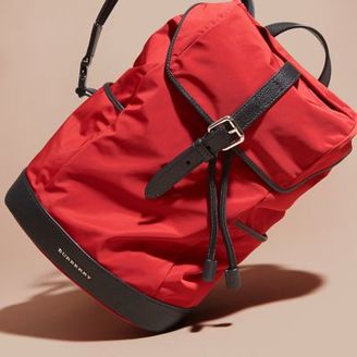Burberry Leather Trim Lightweight Backpack