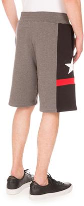 Givenchy Star-Print Paneled Sweat Shorts, Gray