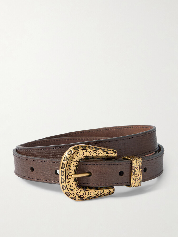 Valentino Garavani - Vlogo Textured-leather Belt - Brown