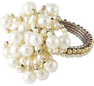 Christmas Shop Décor-Napkin Ring Pearl White W/Gold