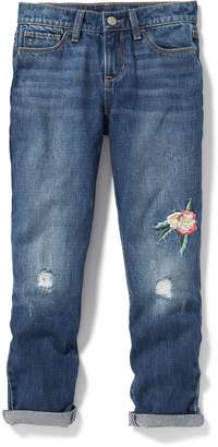 Old Navy Embroidered-Flower Boyfriend Skinny Jeans for Girls