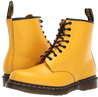 black and yellow doc martens