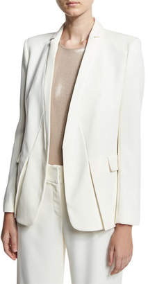 Halston Tuxedo Jacket w/ Notch Detail, White