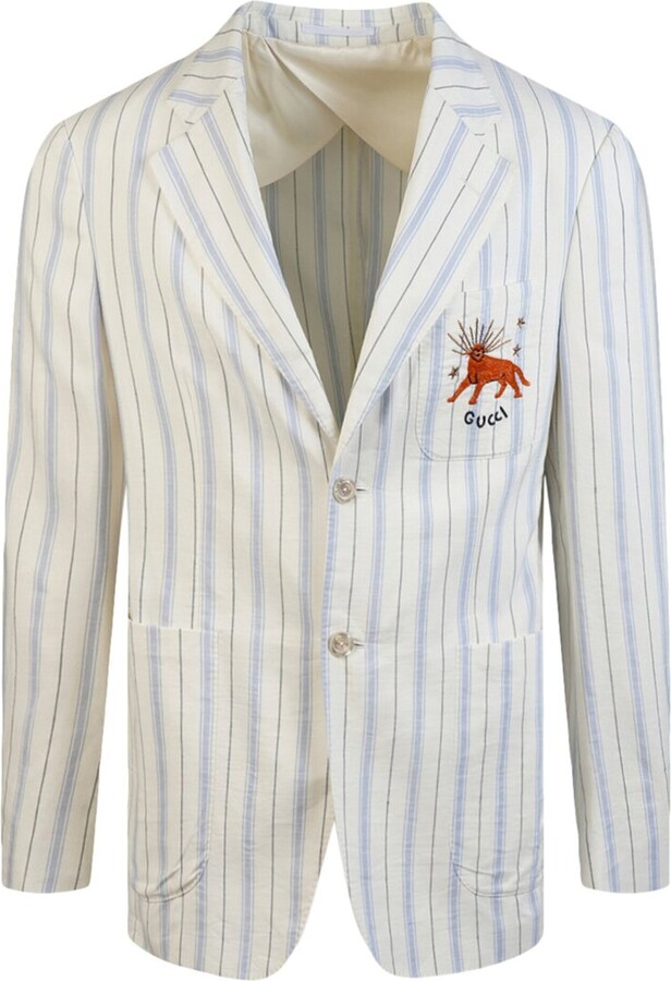 Gucci Fo Palma Silk & Linen-Blend Jacket - ShopStyle Sport Coats & Blazers