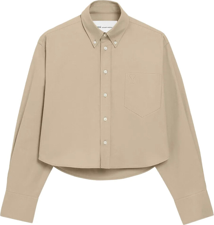 AMI Paris Ami De Coeur embossed cropped shirt