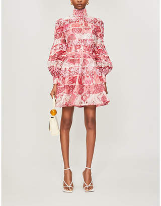 Zimmermann Wavelength printed linen and silk-blend mini dress