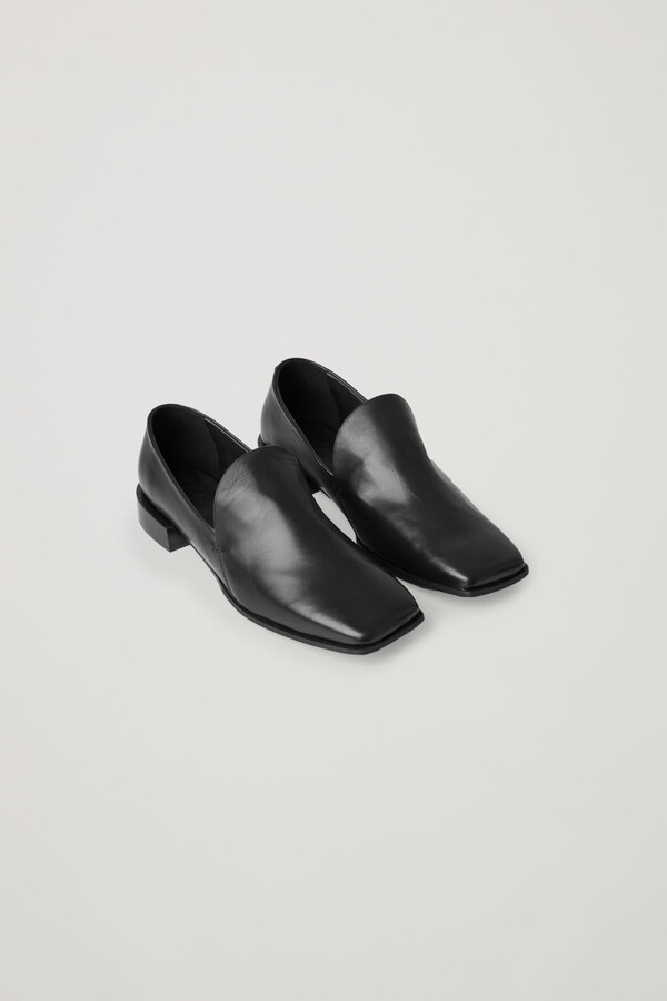 COS Leather Loafers With Geometric Heel - ShopStyle Shoes