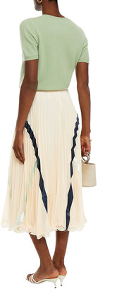 See by Chloe Satin-trimmed Pleated Crepe De Chine Midi Skirt