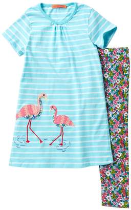 Funkyberry Flamingo Dress Set (Toddler & Little Girls)