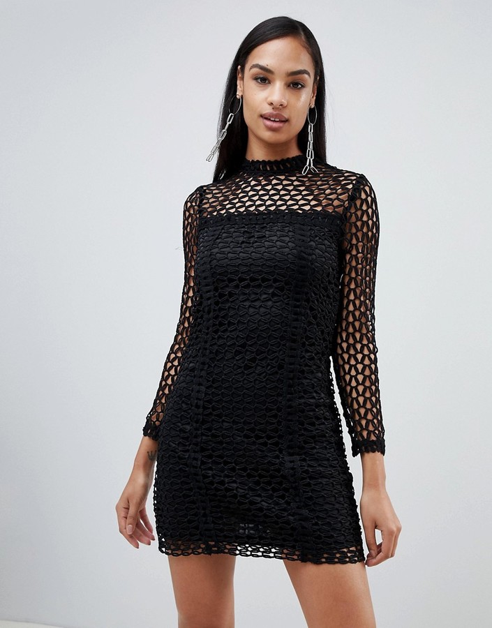 Rare London long sleeve crochet dress ShopStyle