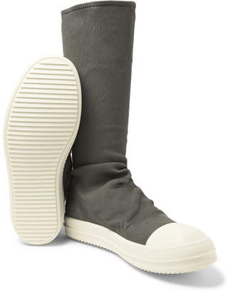 Rick Owens Blistered Stretch-Nubuck Sneaker Boots