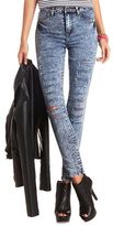 Thumbnail for your product : Charlotte Russe Slashed High-Waisted Acid Wash Skinny Jeans