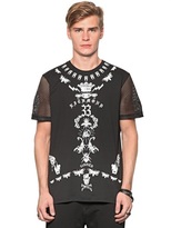 Thumbnail for your product : Richmond Printed Cotton Jersey & Mesh T-Shirt