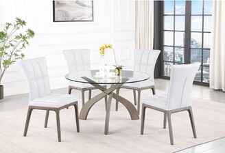  Henf 36 Glass Dining Table Round Kitchen Table,Modern Circle  Glass Dining Room Table Dinner Coffee Table with Gold Stainless Steel  Legs,Small Round Tempered Glass Table for Home Office (Table Only) 
