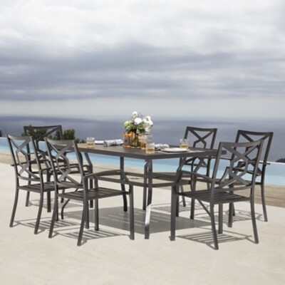Nuu Garden Outdoor Dining Table and 6 Stackable Chairs